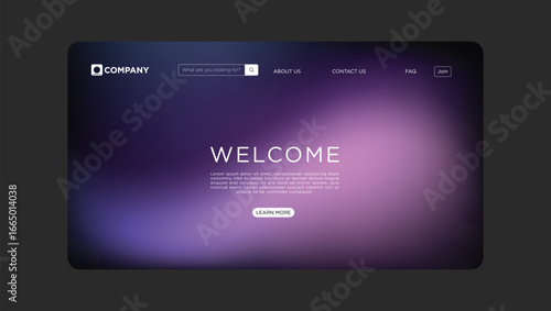 Modern welcome landing page with search bar and navigation for corporate website