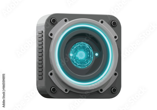 Futuristic Technology Device Holographic Projector Sci Fi Gadget Isolated on White