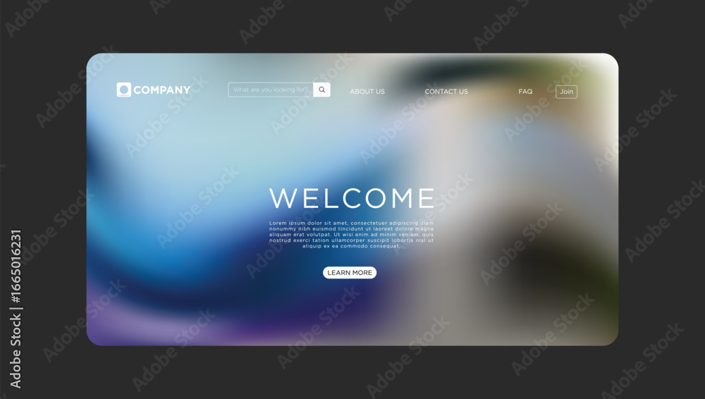 Fototapeta premium Professional website homepage design with 'Welcome' message and navigation elements