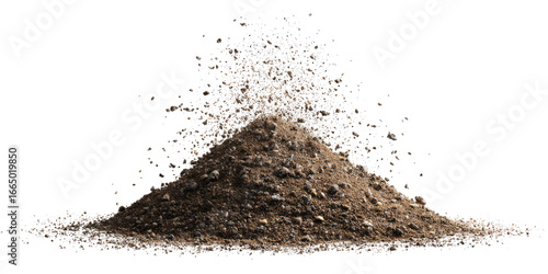 Brown dirt pile erupting in spray