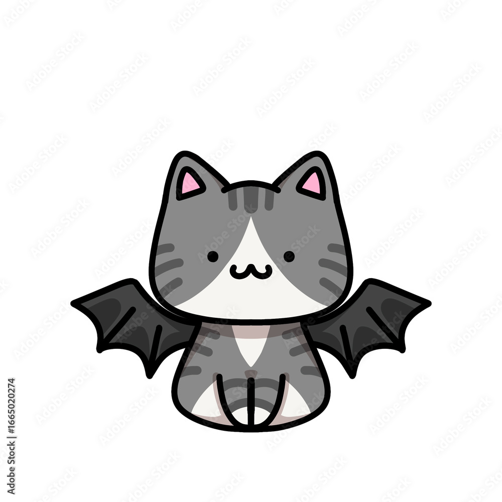 Fototapeta premium [Halloween Edition] Bat - Tabby cat
