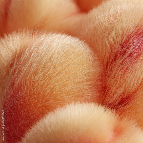 Close-up of fuzzy peach 106 with warm natural lighting -