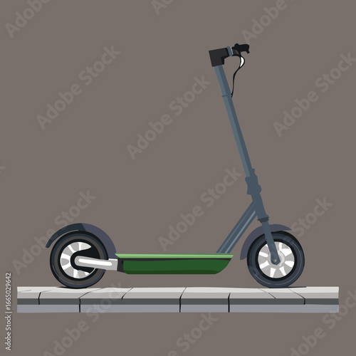 A minimalist vector art of a grey electric scooter, a great visual for the concepts of micro-mobility and efficient city commuting