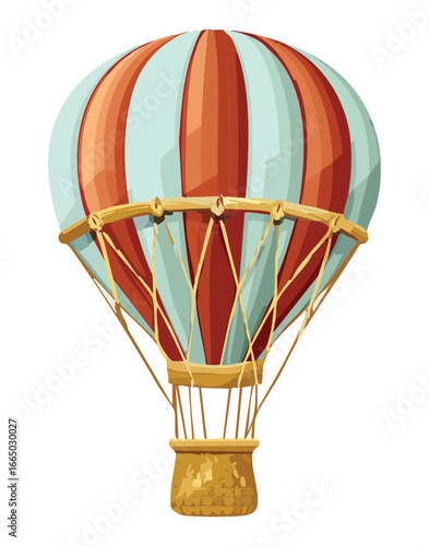 A vibrant digital rendering of a colorful hot air balloon, a fun and whimsical symbol of exploration and unique aerial experiences