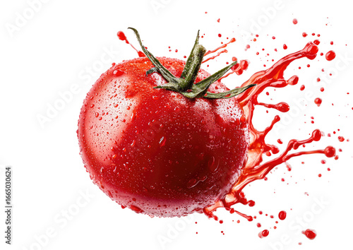 Fresh tomato exploding in juice