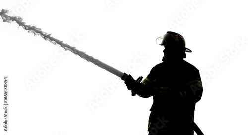 "Firefighter vector spraying water, symbolizing courage and protection