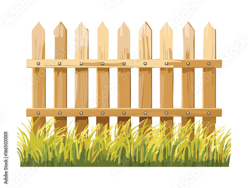 A classic wooden picket fence standing in a lush green lawn, representing a peaceful home and garden.