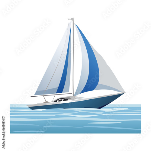 A sailboat on the ocean, a clean and elegant illustration of a yacht for travel and nautical themes
