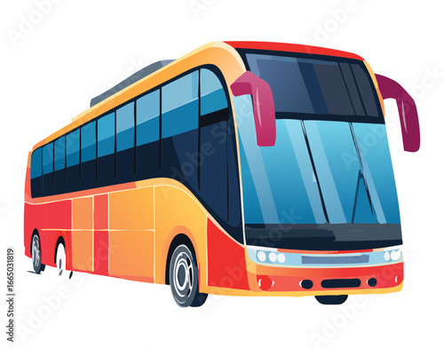 A red and orange city bus, a clean and professional illustration of public transport for urban themes
