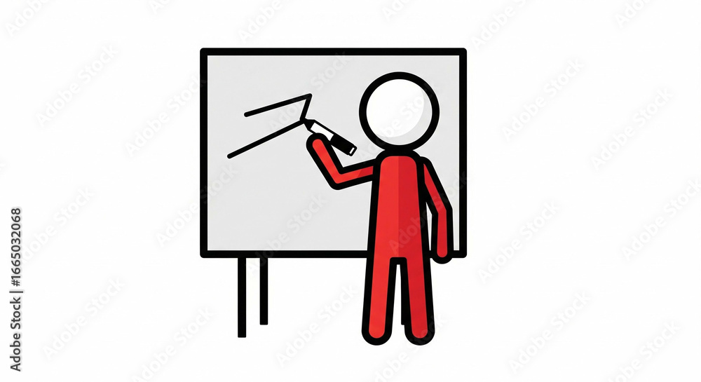 Simplified Presentation: A Stick Figure Delivers a Visual Demonstration on Board Simplified Presentation: A Stick Figure Delivers a Visual Demonstration on Board