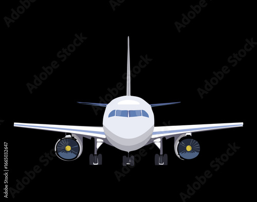 Front view of a passenger jet, a simple and professional illustration of an airplane