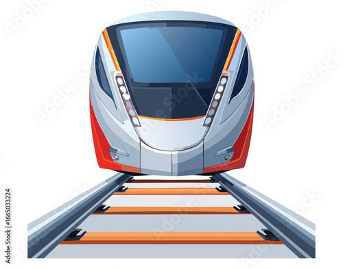 Front view of a modern high-speed bullet train, a futuristic and sleek illustration of fast and efficient transport
