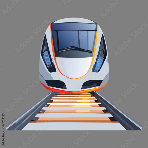 Front view of a modern high-speed bullet train, a sleek and futuristic illustration of fast and efficient travel
