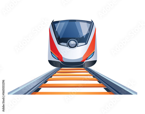 A modern high-speed bullet train on a rail, a futuristic and sleek representation of fast transport and technology
