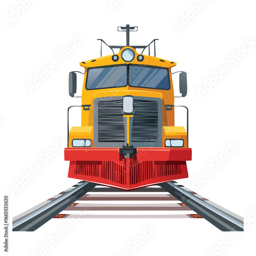 Front view of an old classic train locomotive, a timeless illustration of a powerful and historic railway engine
