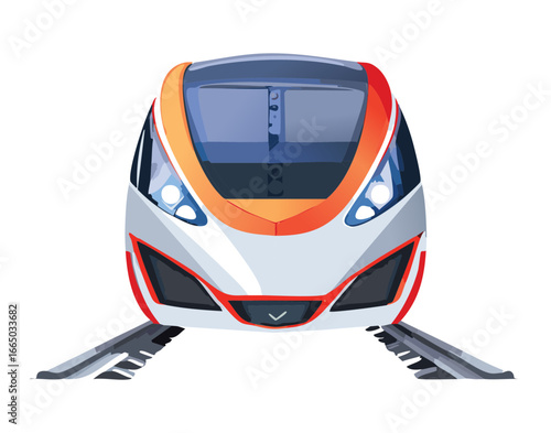 Front view of a high-speed train, a futuristic and clean illustration of modern and fast transport
