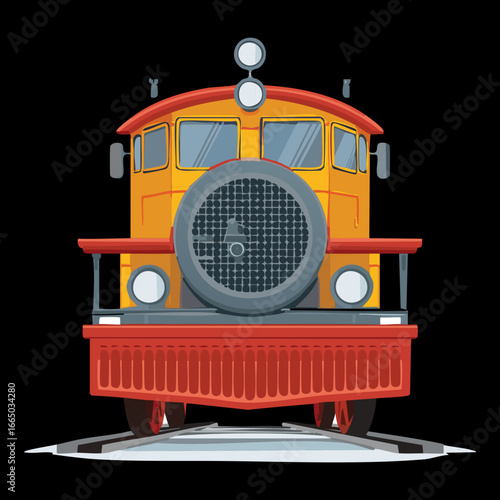  view of a classic red and yellow train locomotive, a powerful and classic representation of rail travel

