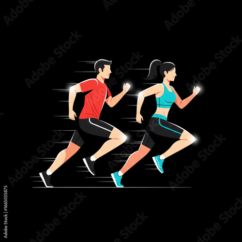 "Running vector illustration capturing energy, speed, and determination