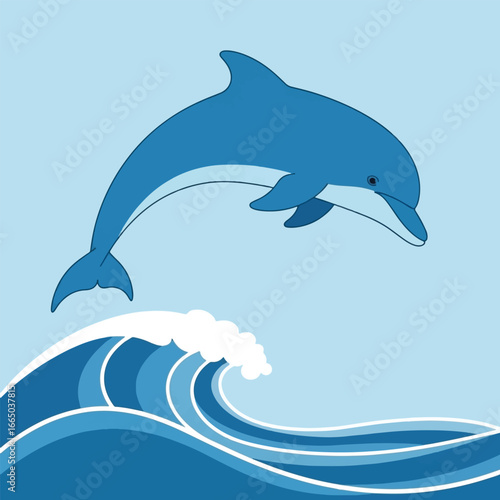 A playful dolphin leaping over a wave in the ocean.