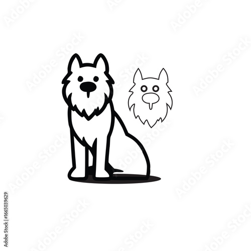 Cute Outline Dog Illustration with Detailed Features