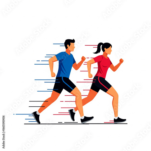 Vector art of a runner in motion, symbolizing strength and endurance