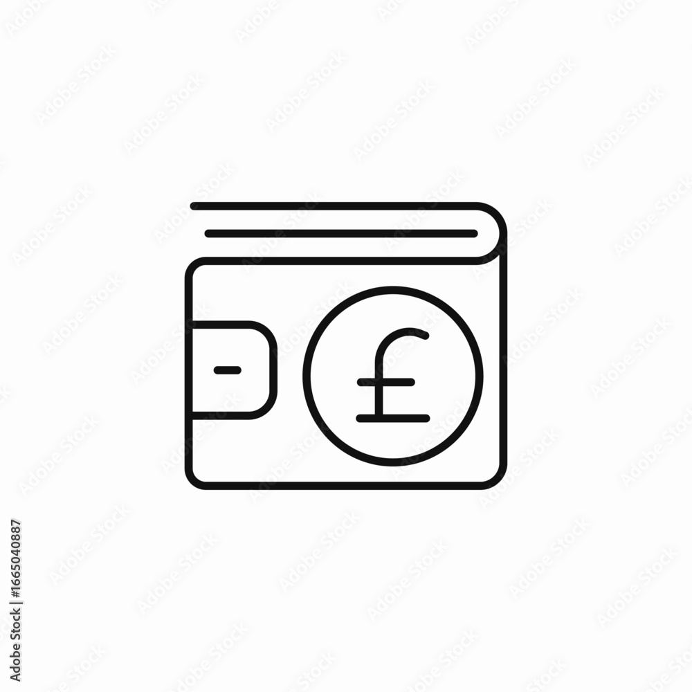 wallet coin pound icon sign vector