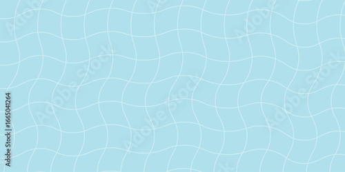 Swimming pool floor background pattern. Retro groovy seamless pattern with blue tiles. Checked, square, plaid vector print