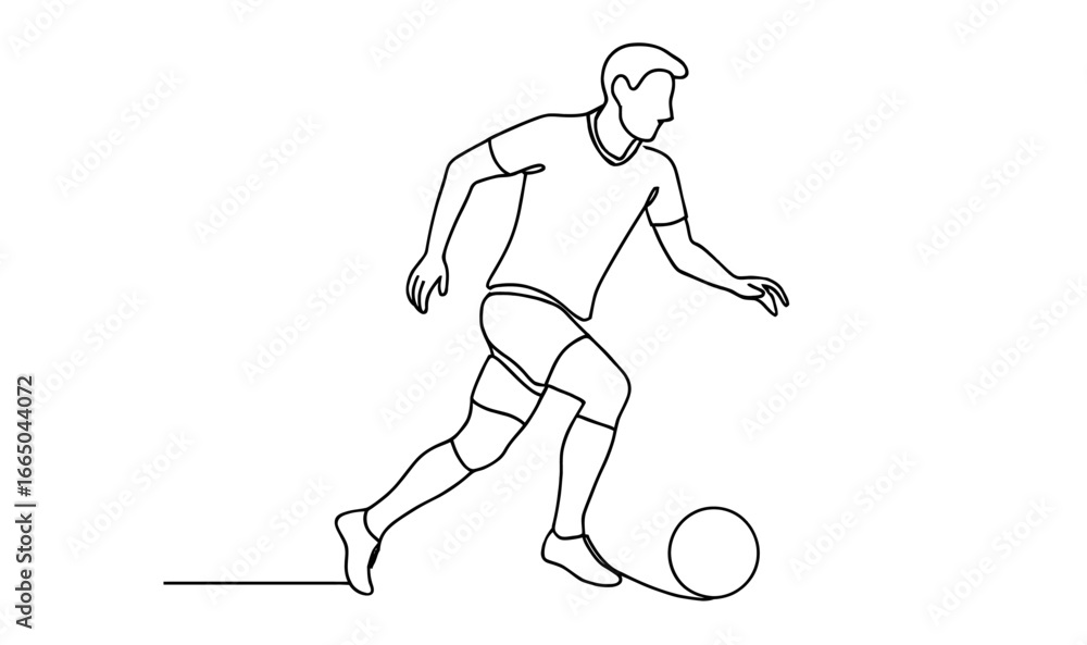 Obraz premium Dynamic minimalist soccer player in action: continuous line art design
