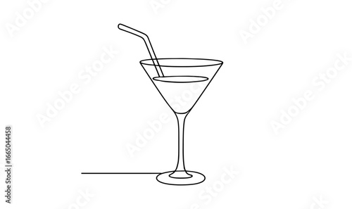 Elegant line drawing of martini glass with olive in minimalist style