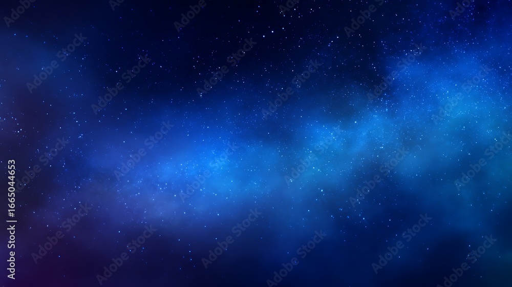 Naklejka premium Exploring the vast and beautiful blue and purple nebula filled with countless twinkling stars in deep space