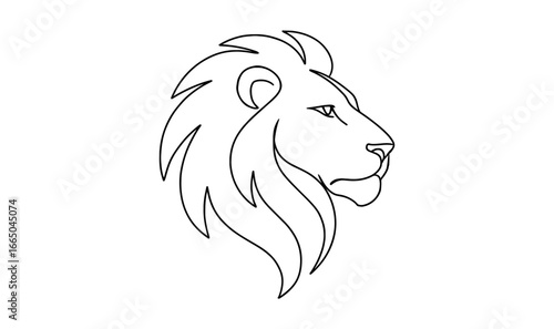 Linear lion head outline with bold mane