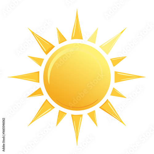Stylized sun symbol with rays, a simple weather icon for a casual farming simulation Game