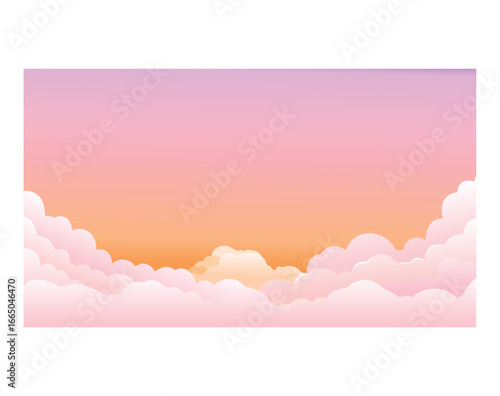 Pastel pink and orange sky with subtle clouds, a soothing and romantic background illustration.