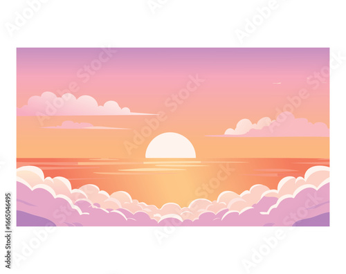 Abstract gradient background of a beautiful sunrise or sunset sky in soft pink and orange tones.
