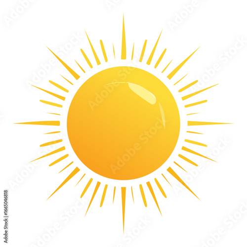 Circular sun with radiating rays, a simple and clean vector icon for warmth and sunlight.