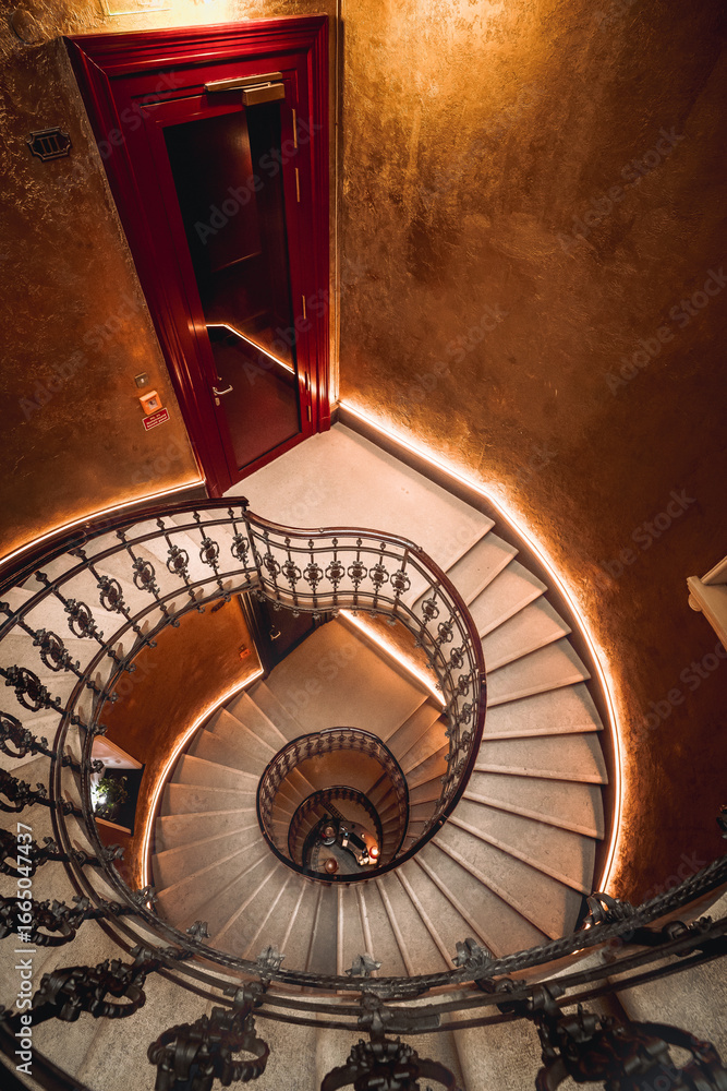 Fototapeta premium Budapest Hungary 21072025 The Spiral Staircases of Budapest