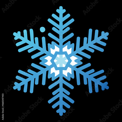 Dark background with a glowing snowflake, a cold weather icon for a winter-themed mobile Game