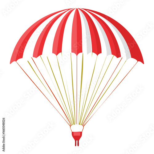 Red and white striped parachute, a classic aerial item for an adventure or skydiving simulation Game
