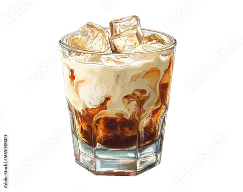 Creamy coffee liqueur cocktail in a rocks glass