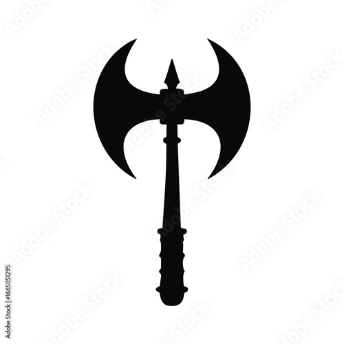 Black double bladed battle axe silhouette weapon medieval