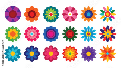 Colorful geometric flower illustrations flowers floral
