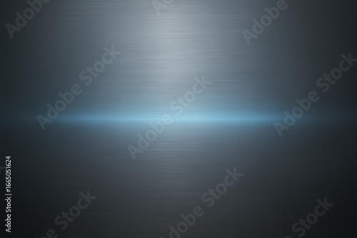 Soft blue horizontal light glow on brushed silver metal background in clean futuristic style

