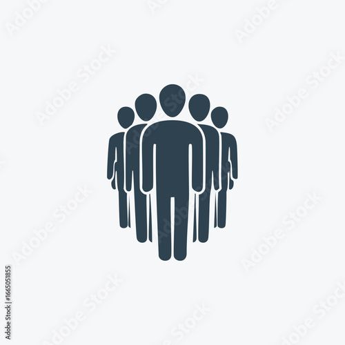 Dark blue figures of people in a group icon