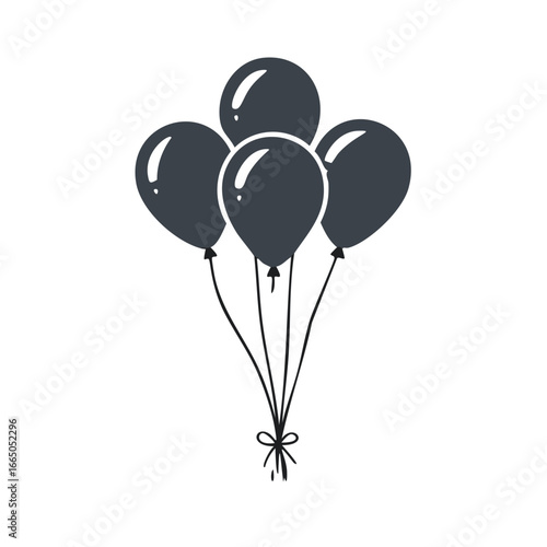 Dark gray balloons tied with string celebration party