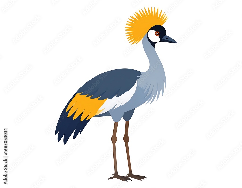 Obraz premium Detailed illustration of a Grey Crowned Crane