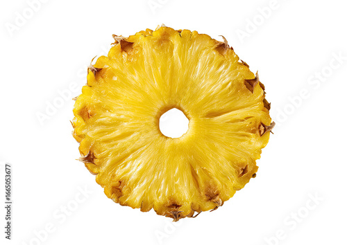 Close-up of a round pineapple slice