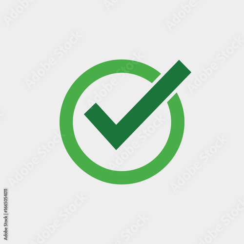 Green check mark inside a circle symbol approved