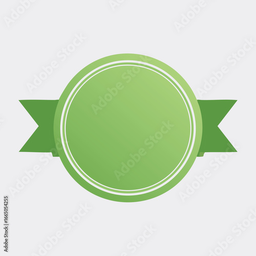 Green circular ribbon award with white borders badge