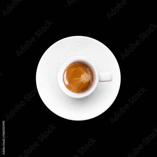 Coffee Cup Top View Isolated on Black Background