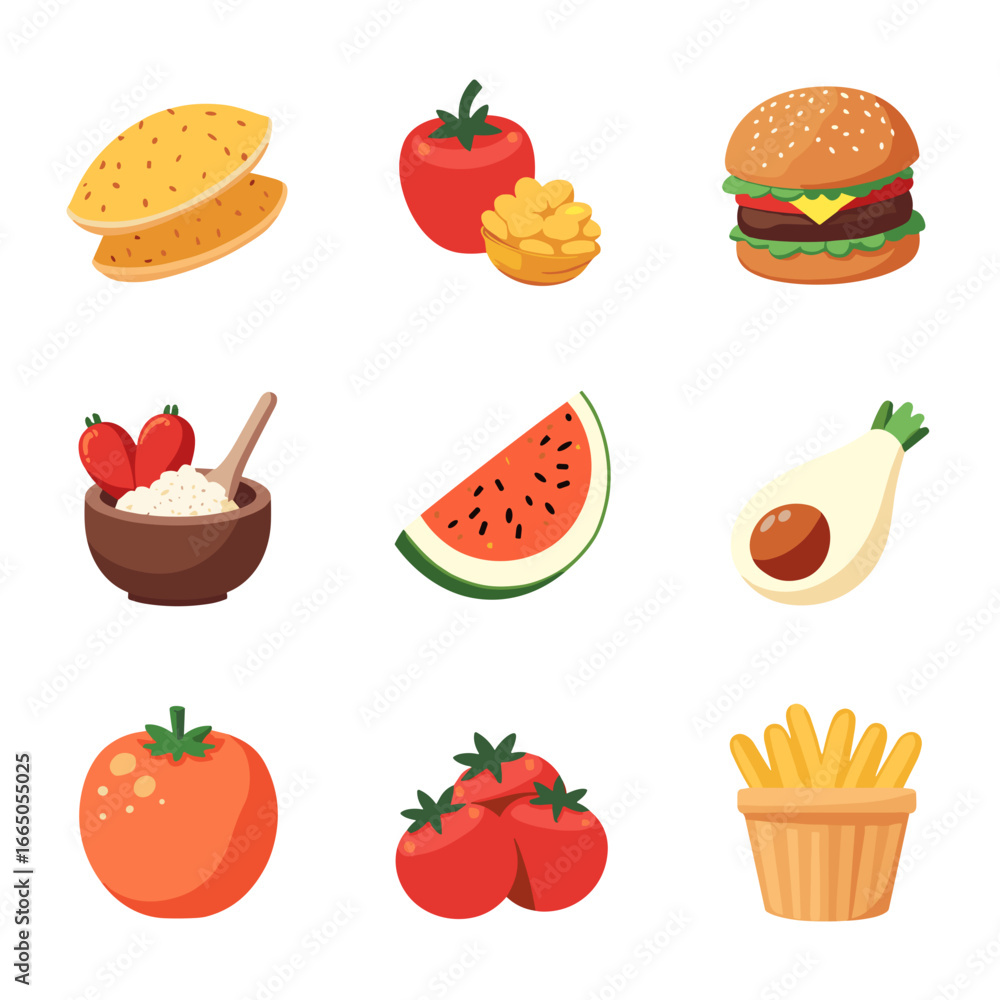 Fototapeta premium fast food icons